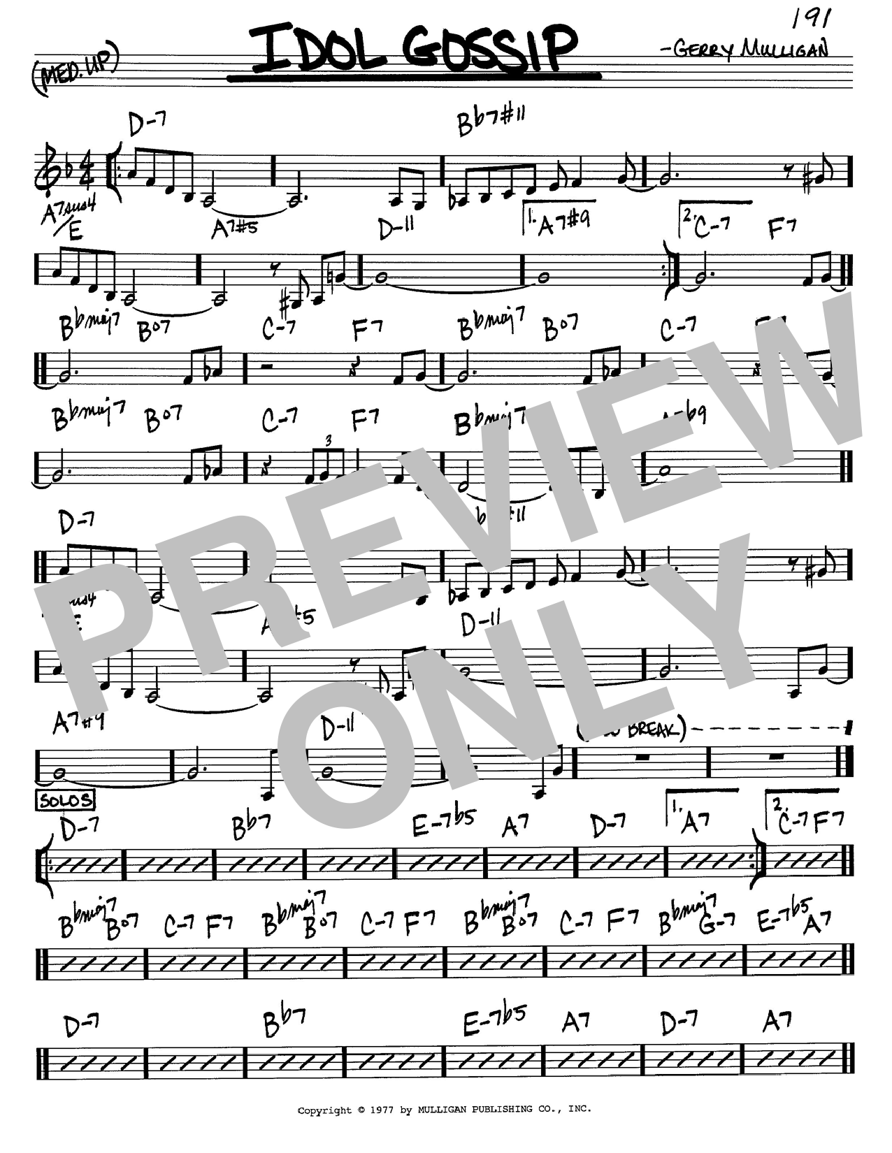 Gerry Mulligan Idol Gossip sheet music notes and chords. Download Printable PDF.