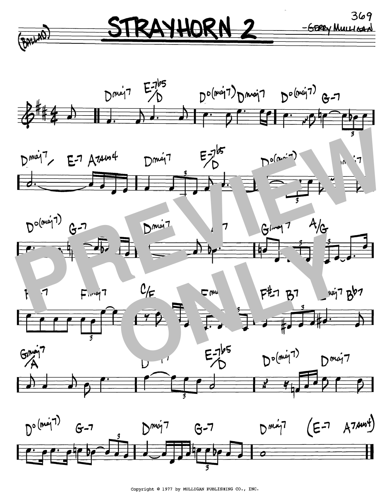 Gerry Mulligan Strayhorn 2 sheet music notes and chords. Download Printable PDF.