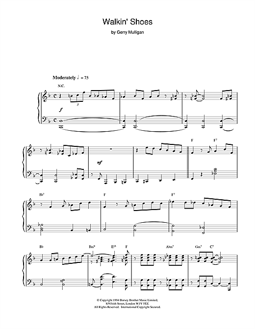 Gerry Mulligan Walkin' Shoes sheet music notes and chords. Download Printable PDF.