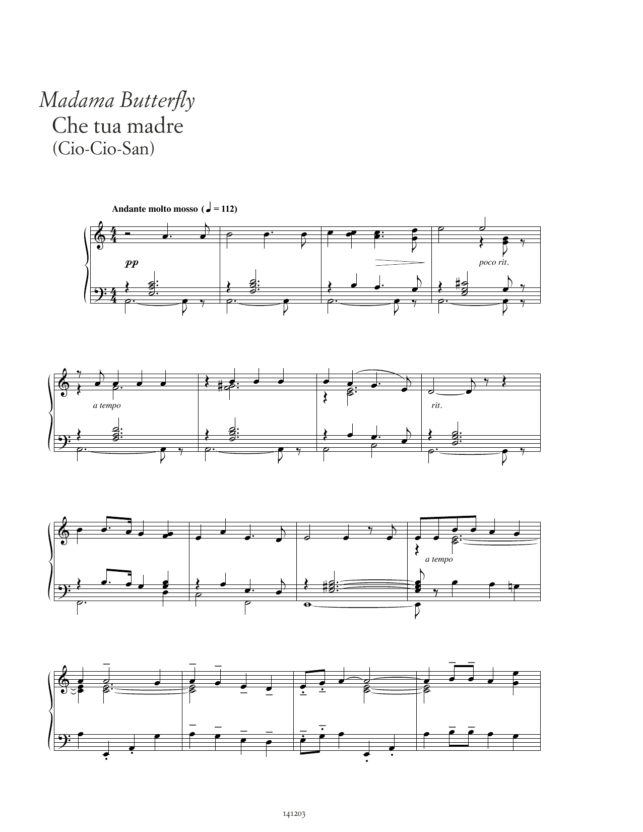 Giacomo Puccini Che tua madre sheet music notes and chords. Download Printable PDF.