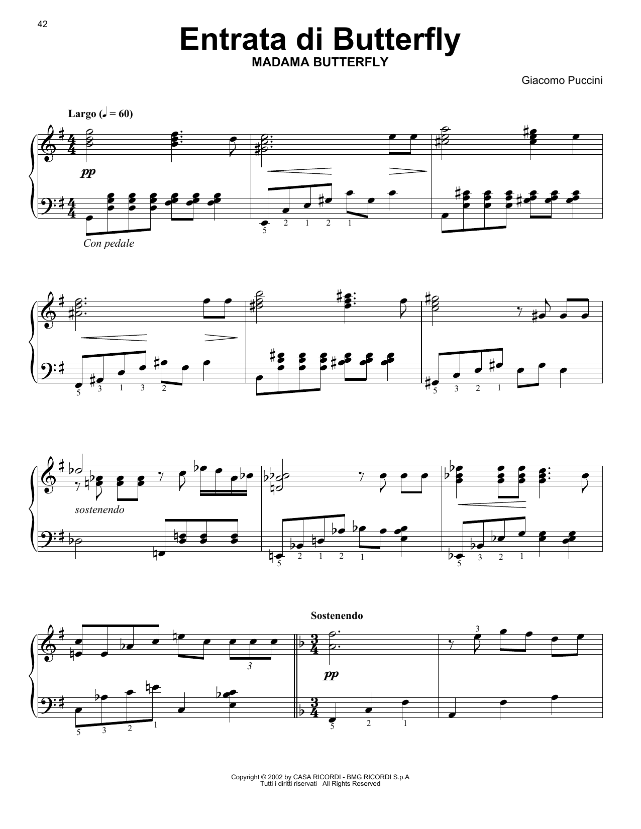 Giacomo Puccini Entrance Of Butterfly sheet music notes and chords. Download Printable PDF.