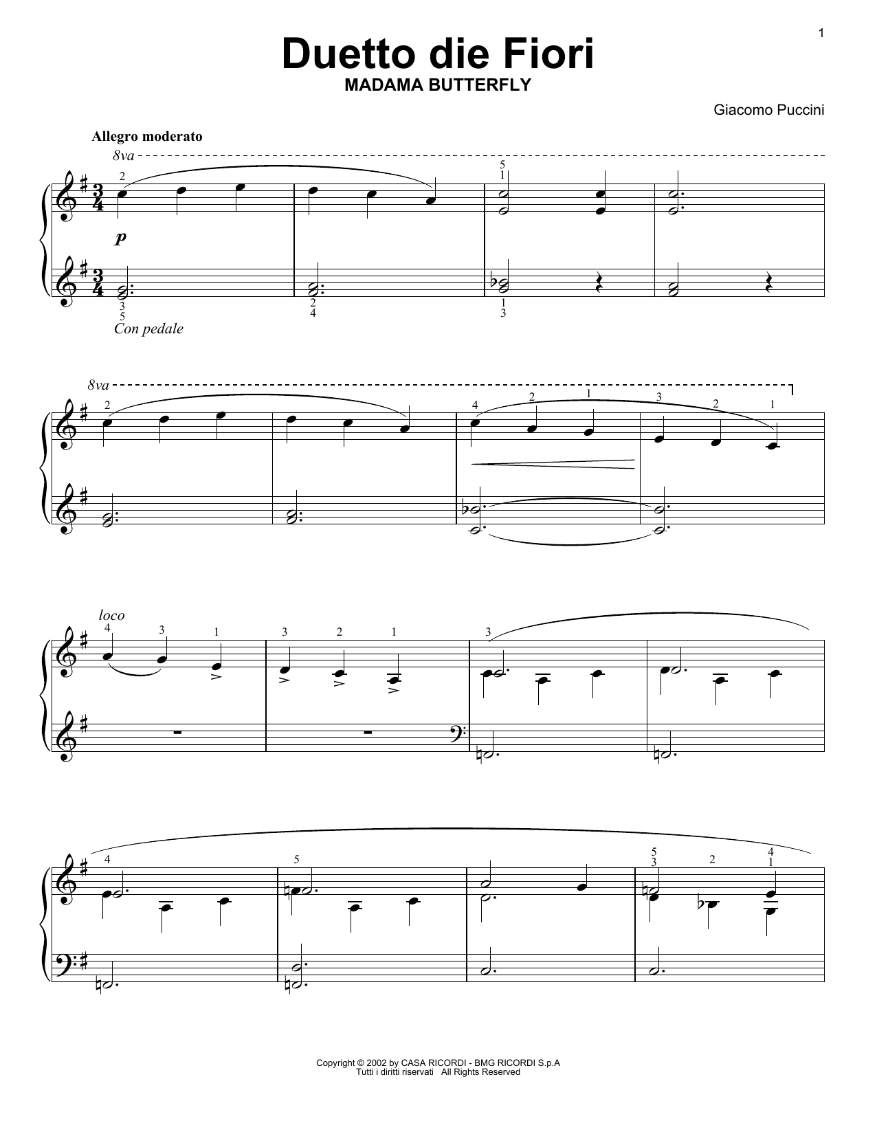 Giacomo Puccini Flower Duet sheet music notes and chords. Download Printable PDF.