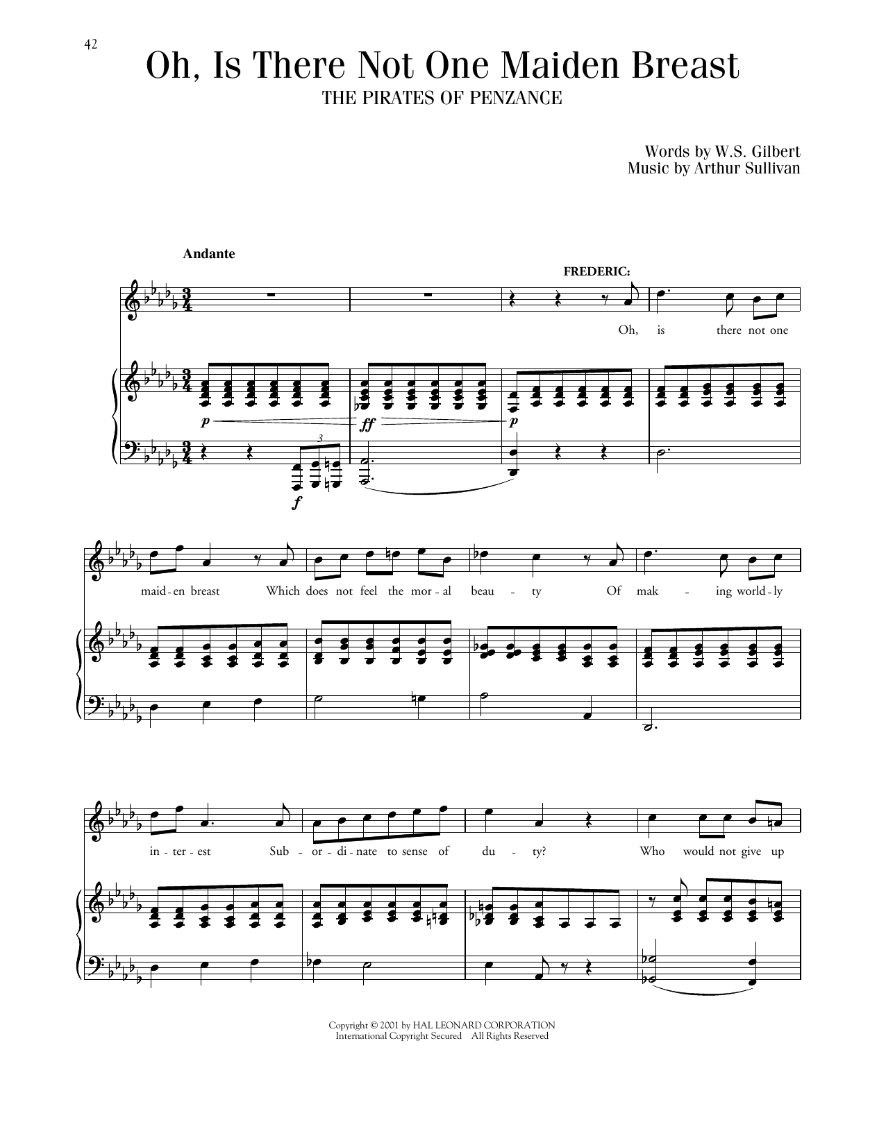 Gilbert & Sullivan Oh, Is There Not One Maiden Breast (from The Pirates Of Penzance) sheet music notes and chords. Download Printable PDF.