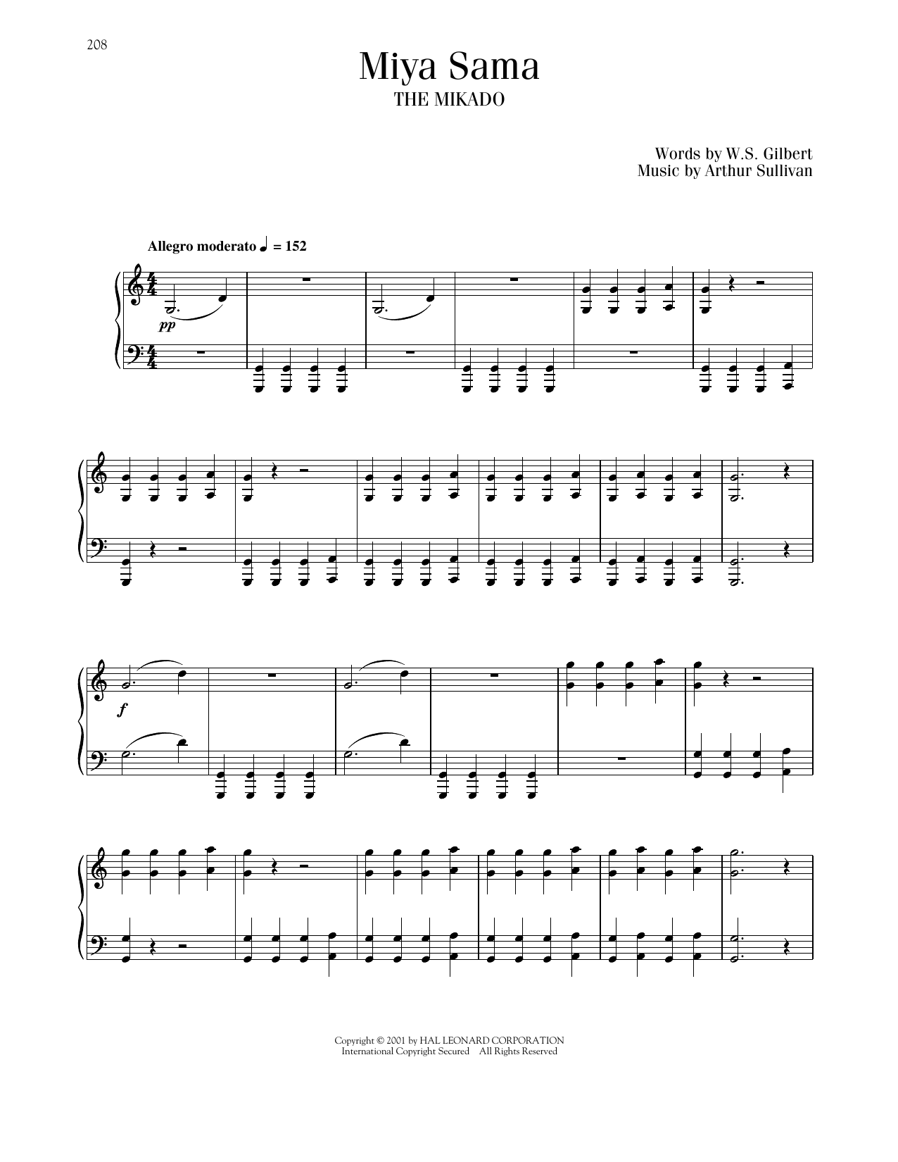 Gilbert & Sullivan Miya Sama sheet music notes and chords. Download Printable PDF.