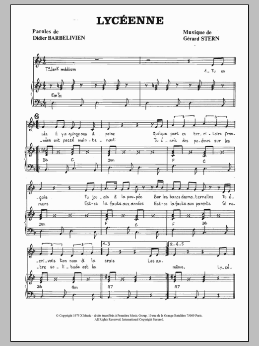 Gilles Olivier Lyceenne sheet music notes and chords. Download Printable PDF.