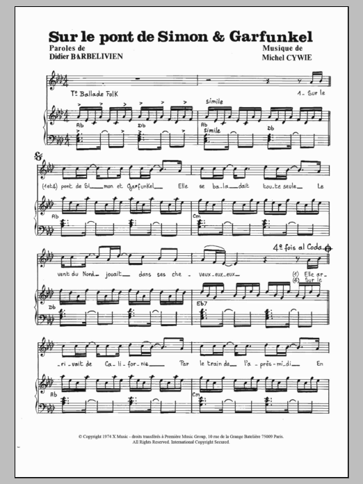 Learn to play Gilles Olivier Sur Le Pont De Simon Et Garfunkel sheet music for Piano & Vocal in minutes. Price: 6.9900$ Gilles Olivier Sur Le Pont De Simon Et Garfunkel sheet music notes and chords arranged for Piano & Vocal