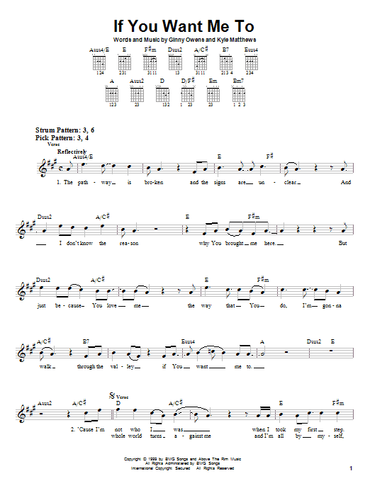 Learn to play Ginny Owens If You Want Me To sheet music for Lead Sheet / Fake Book in minutes. Price: 5.9900$ Ginny Owens If You Want Me To sheet music notes and chords arranged for Lead Sheet / Fake Book