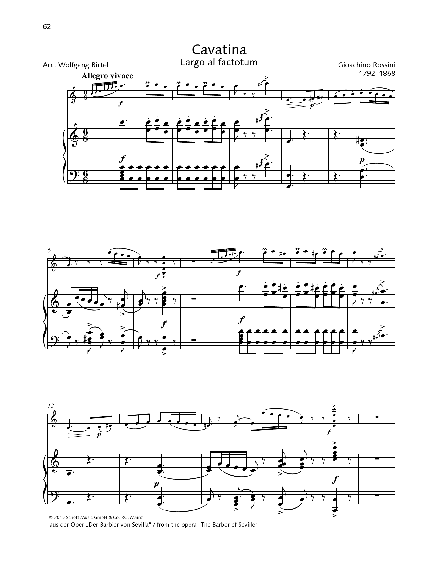 Learn to play Gioacchino Rossini Cavatina Gioacchino Rossini Cavatina