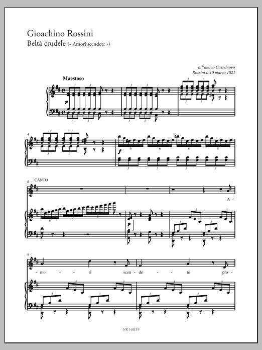 Gioachino Rossini Beltà crudele sheet music notes and chords. Download Printable PDF.