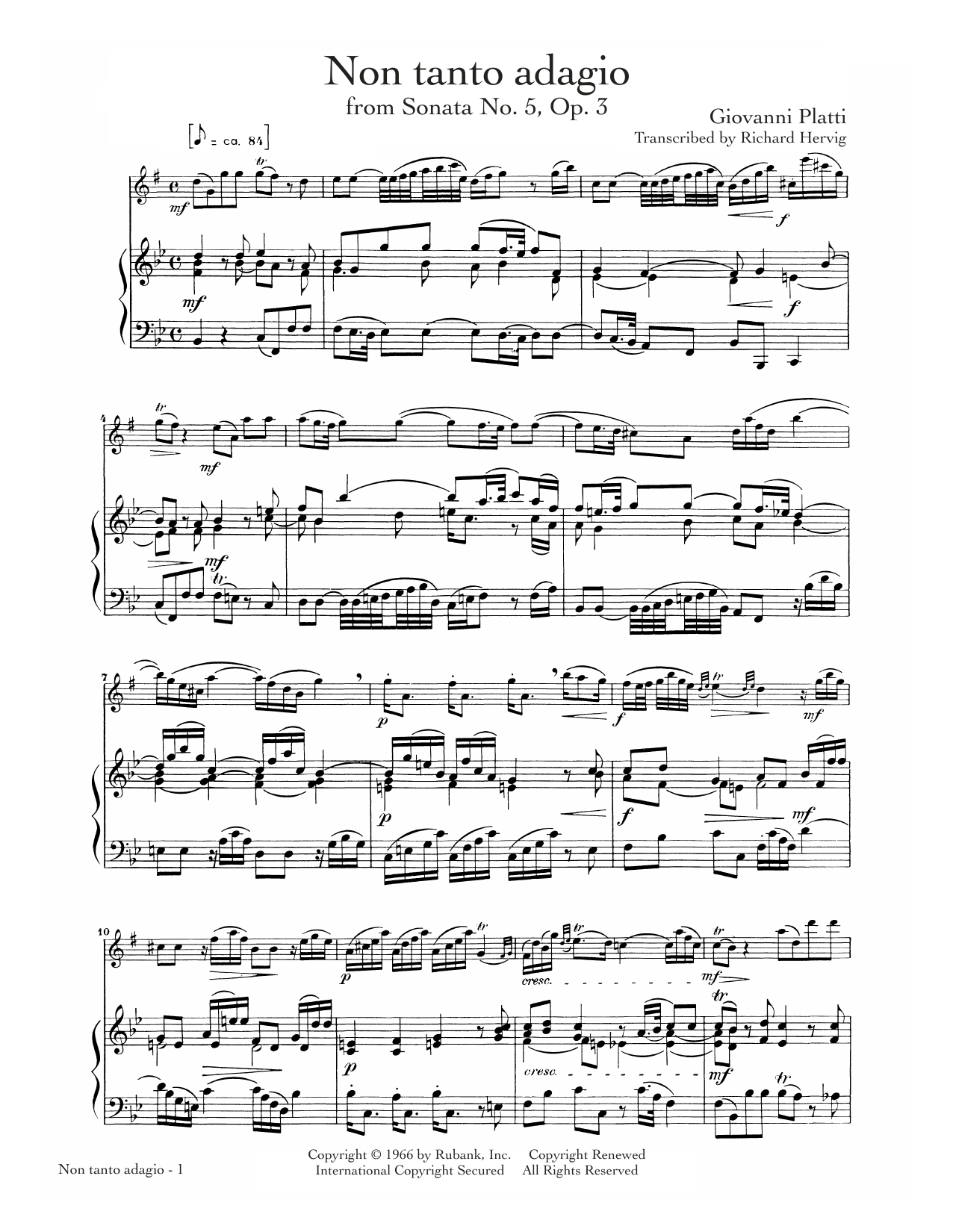 Giovanni Platti Non tanto adagio sheet music notes and chords. Download Printable PDF.