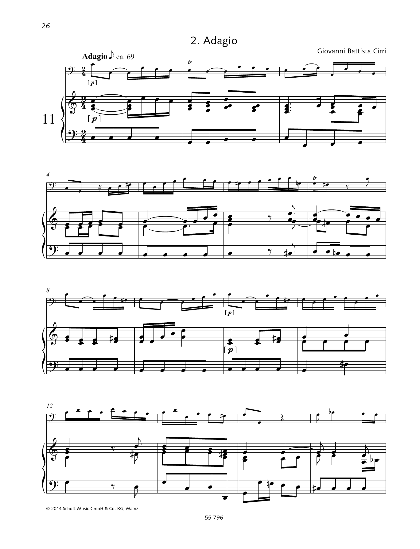 Giovanni Battista Cirri Adagio sheet music notes and chords. Download Printable PDF.