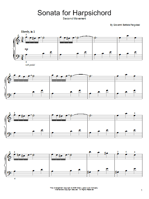 Giovanni Battista Pergolesi Andantino Espressivo sheet music notes and chords. Download Printable PDF.