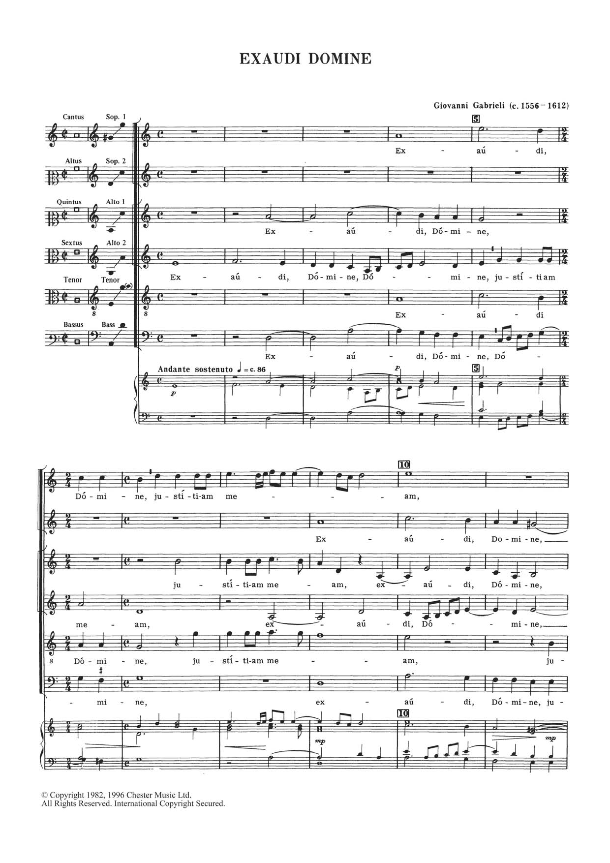 Giovanni Gabrieli Exaudi Domine sheet music notes and chords. Download Printable PDF.