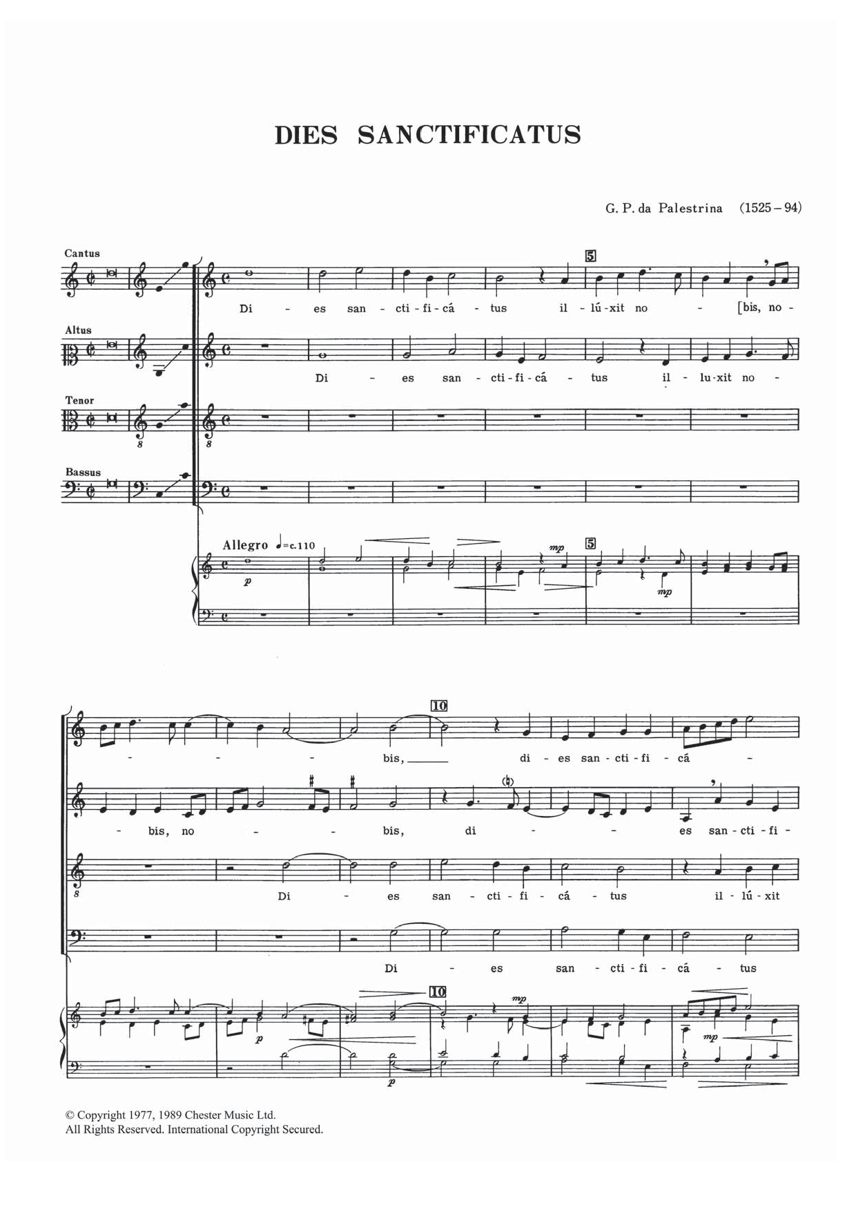 Giovanni Palestrina Dies Sanctificatus sheet music notes and chords. Download Printable PDF.