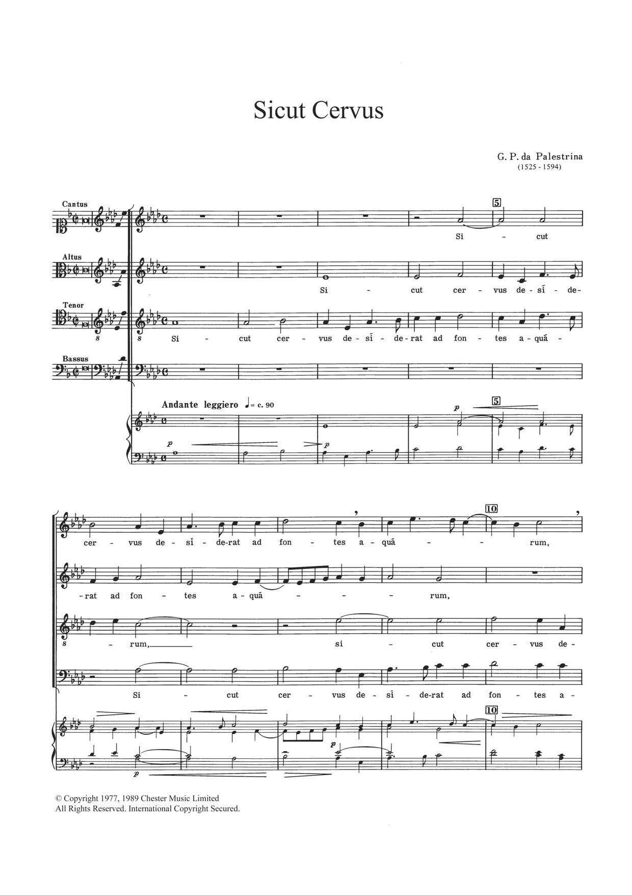 Giovanni Palestrina Sicut Cervus sheet music notes and chords. Download Printable PDF.