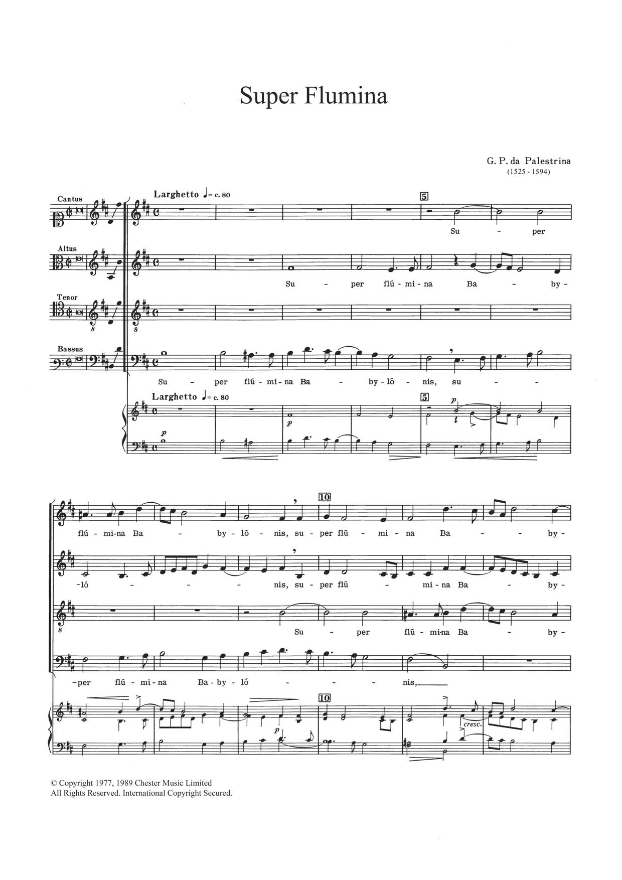 Giovanni Palestrina Super Flumina sheet music notes and chords. Download Printable PDF.