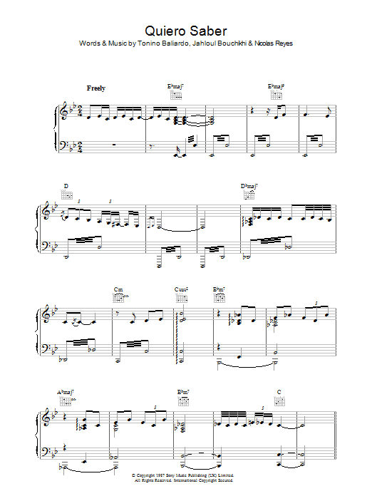 Gipsy Kings Quiero Saber sheet music notes and chords. Download Printable PDF.