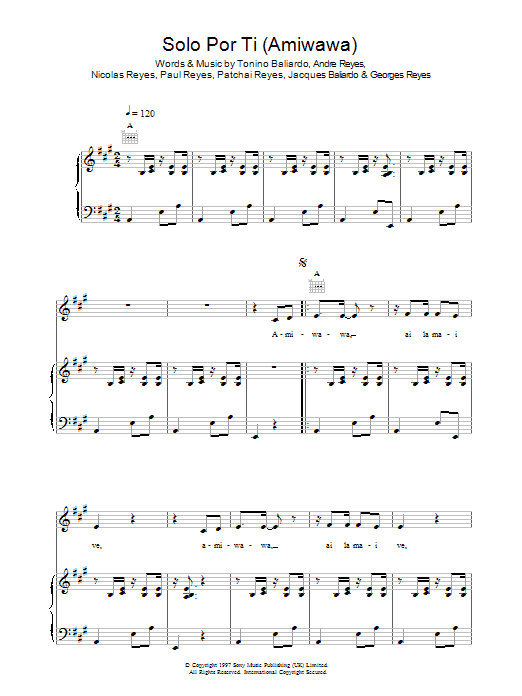 Learn to play Gipsy Kings Solo Por Ti (Amiwawa) sheet music for Piano, Vocal & Guitar in minutes. Gipsy Kings Solo Por Ti (Amiwawa) sheet music notes and chords. Download Printable PDF.