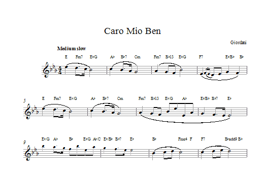Giuseppe Giordani Caro Mio Ben sheet music notes and chords. Download Printable PDF.