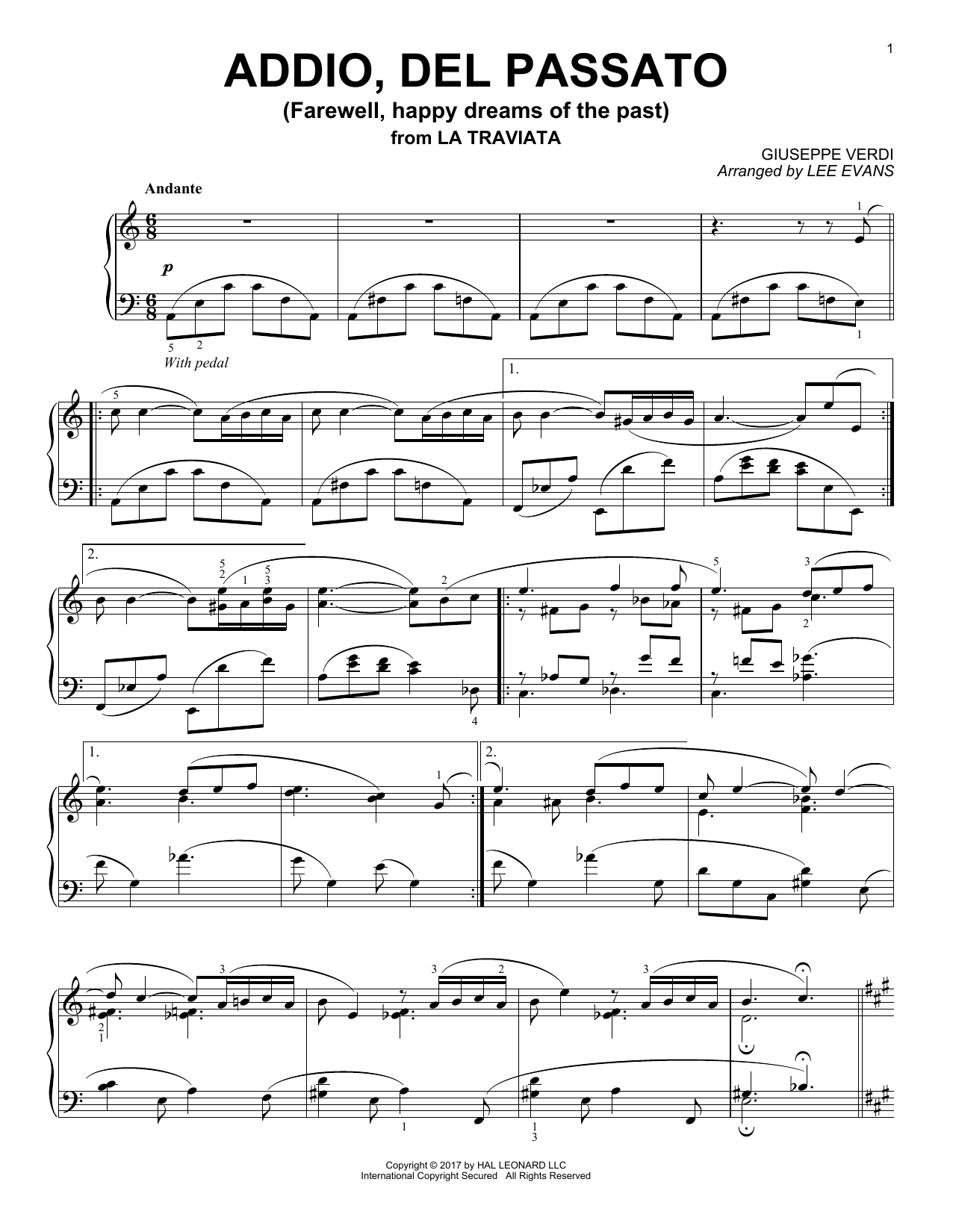Learn to play Lee Evans Addio, Del Passatto sheet music for Piano Solo in minutes. Lee Evans Addio, Del Passatto sheet music notes and chords. Download Printable PDF.