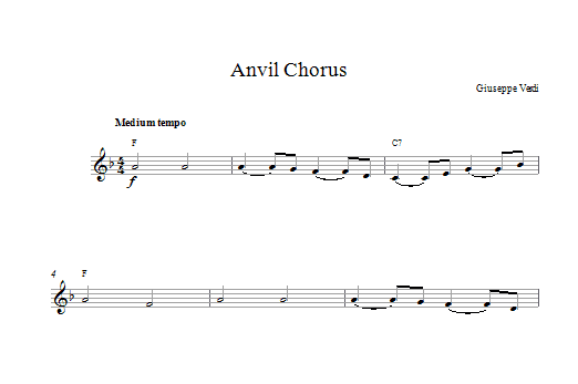 Giuseppe Verdi Anvil Chorus (from Il Trovatore) sheet music notes and chords. Download Printable PDF.