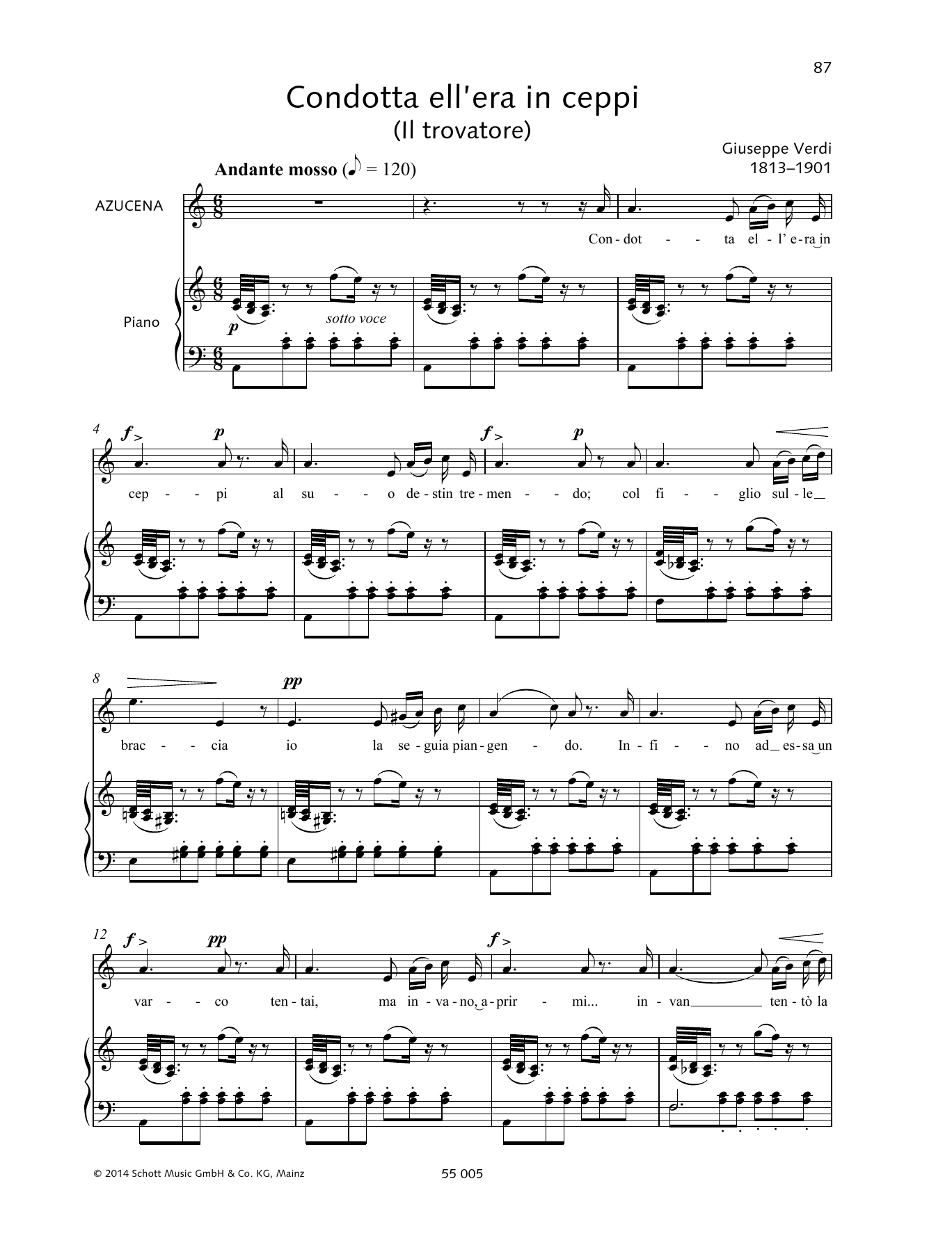 Learn to play Giuseppe Verdi Condotta ell'era in ceppi sheet music for Piano & Vocal in minutes. Price: 6.9900$ Giuseppe Verdi Condotta ell'era in ceppi sheet music notes and chords arranged for Piano & Vocal