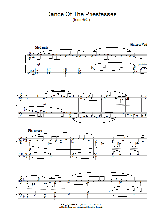 Learn to play Giuseppe Verdi Dance Of The Priestesses (from Aida) sheet music for Piano Solo in minutes. Giuseppe Verdi Dance Of The Priestesses (from Aida) sheet music notes and chords. Download Printable PDF.