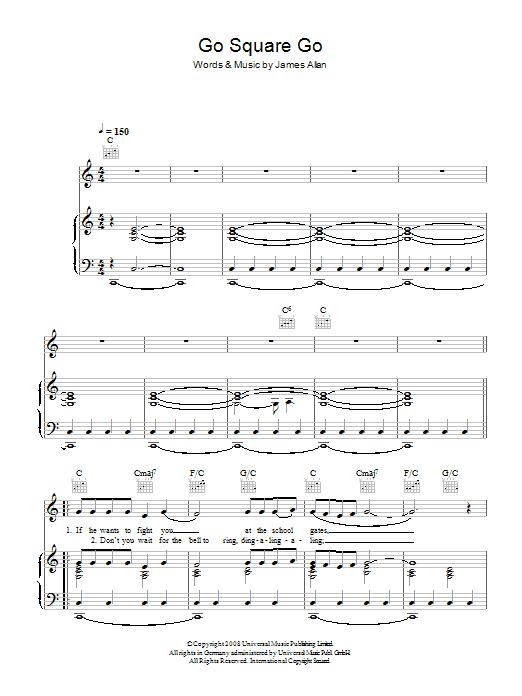 Glasvegas Go Square Go sheet music notes and chords. Download Printable PDF.