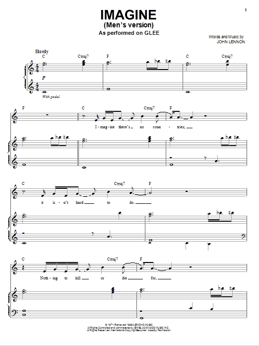 Glee Cast Imagine sheet music notes and chords. Download Printable PDF.