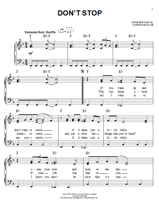 Glee Cast Don't Stop sheet music notes and chords. Download Printable PDF.