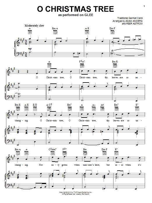 Glee Cast O Christmas Tree Sheet Music Notes Chords Download Printable 