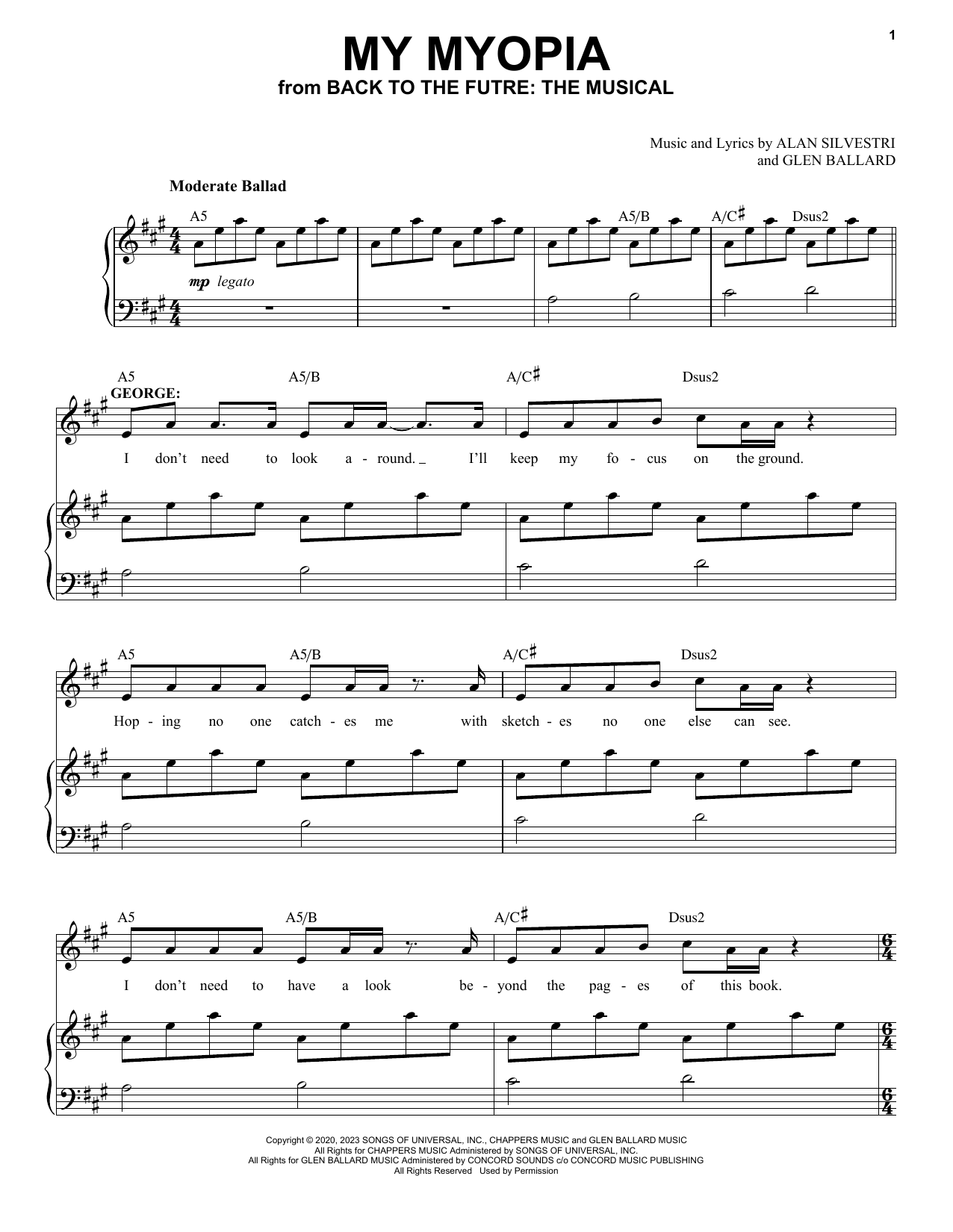 Glen Ballard and Alan Silvestri My Myopia (from Back To The Future: The Musical) sheet music notes and chords. Download Printable PDF.