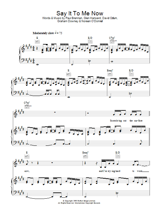 Glen Hansard Say It To Me Now (from Once) sheet music notes and chords. Download Printable PDF.