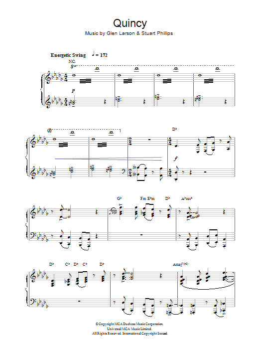 Glen Larson Quincy sheet music notes and chords. Download Printable PDF.