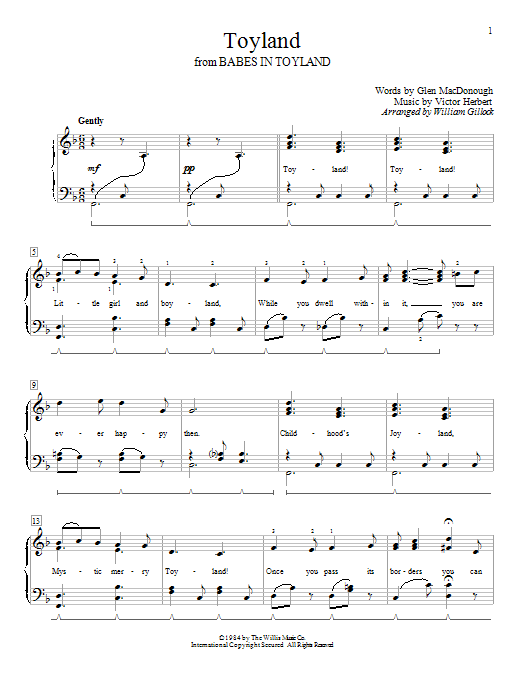 Glen MacDonough Toyland sheet music notes and chords. Download Printable PDF.