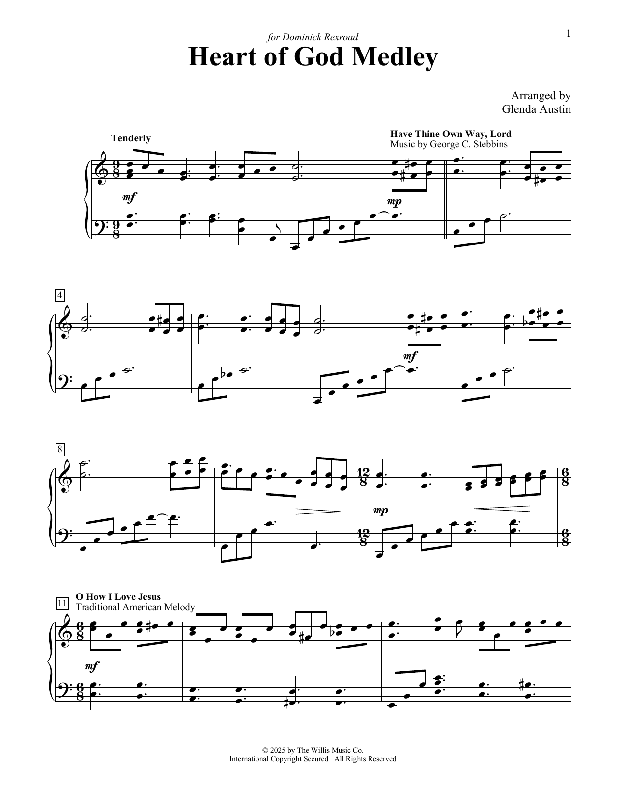 Glenda Austin Heart Of God Medley sheet music notes and chords arranged for Educational Piano