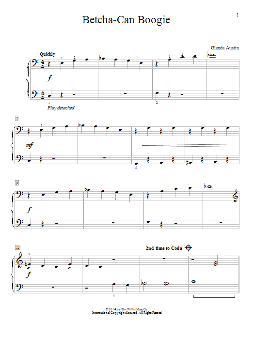 Glenda Austin Betcha-Can Boogie sheet music notes and chords. Download Printable PDF.