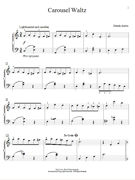 Glenda Austin Carousel Waltz sheet music notes and chords. Download Printable PDF.