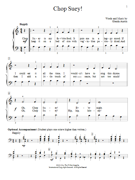 Glenda Austin Chop Suey! sheet music notes and chords. Download Printable PDF.