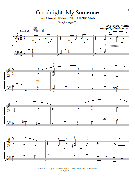 Glenda Austin Goodnight, My Someone sheet music notes and chords. Download Printable PDF.