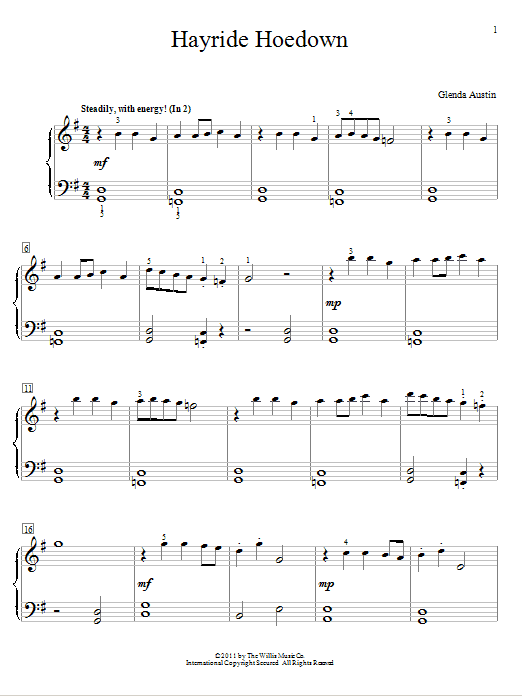 Glenda Austin Hayride Hoedown sheet music notes and chords. Download Printable PDF.