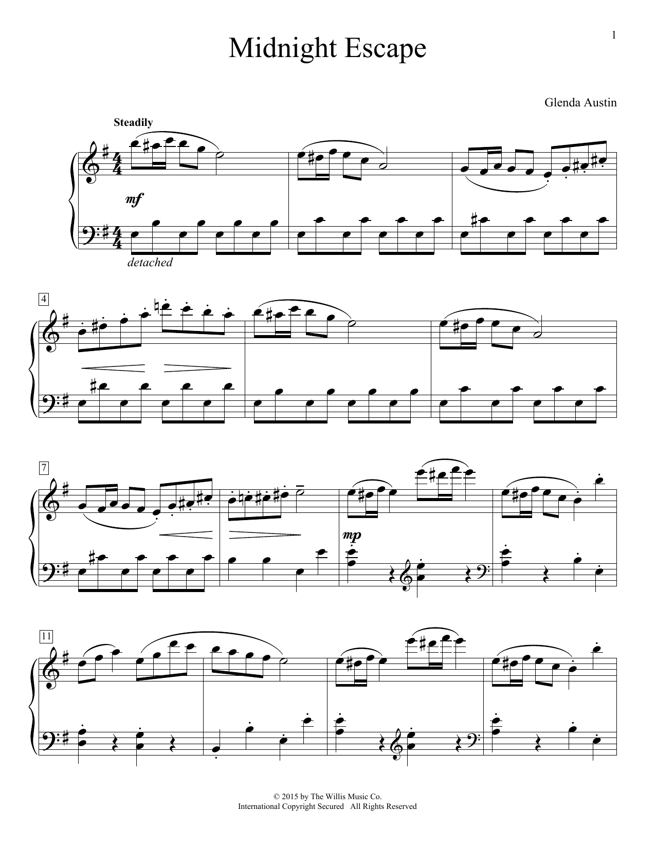 Glenda Austin Midnight Escape sheet music notes and chords. Download Printable PDF.