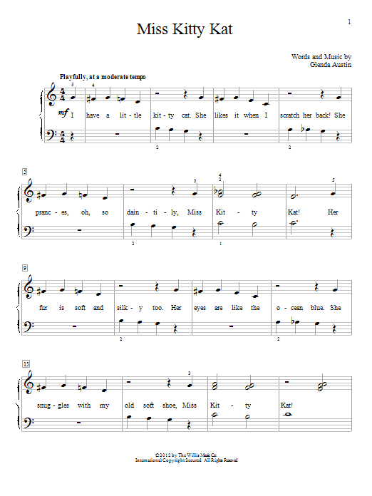 Glenda Austin Miss Kitty Kat sheet music notes and chords. Download Printable PDF.