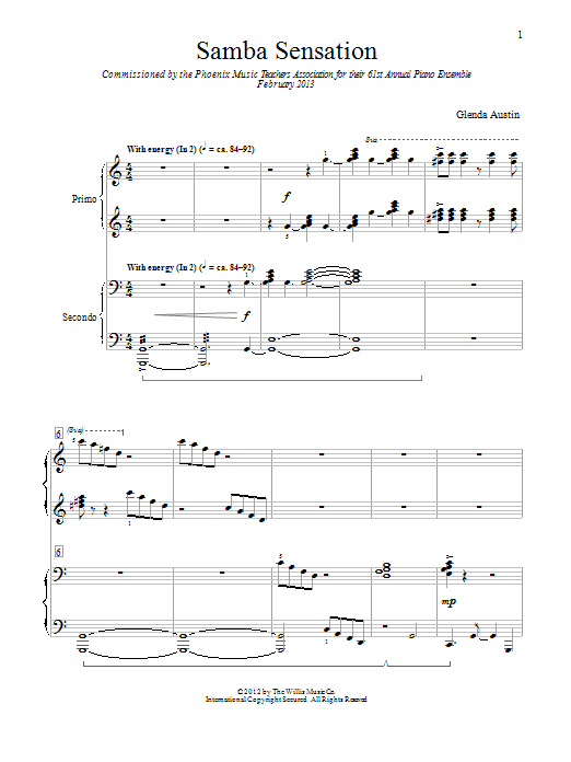 Glenda Austin Samba Sensation sheet music notes and chords. Download Printable PDF.