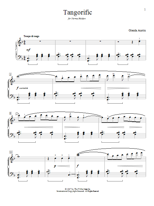 Glenda Austin Tangorific sheet music notes and chords. Download Printable PDF.