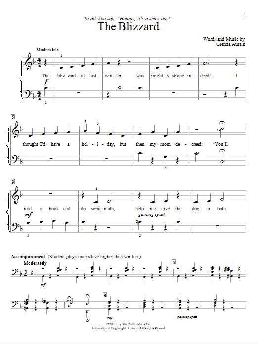 Glenda Austin The Blizzard sheet music notes and chords. Download Printable PDF.