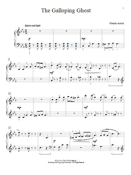 Learn to play Glenda Austin The Galloping Ghost sheet music for Educational Piano in minutes. Glenda Austin The Galloping Ghost sheet music notes and chords. Download Printable PDF.