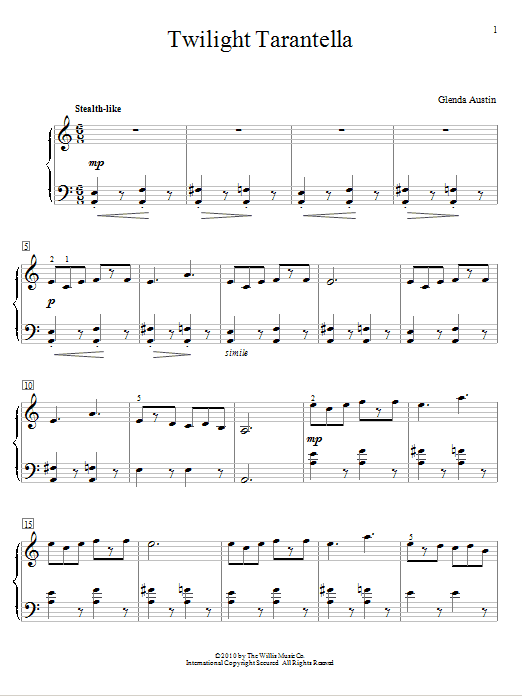 Glenda Austin Twilight Tarantella sheet music notes and chords. Download Printable PDF.