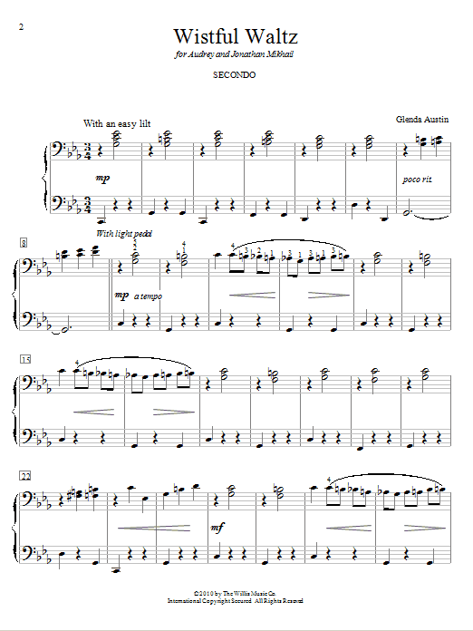 Glenda Austin Wistful Waltz sheet music notes and chords. Download Printable PDF.