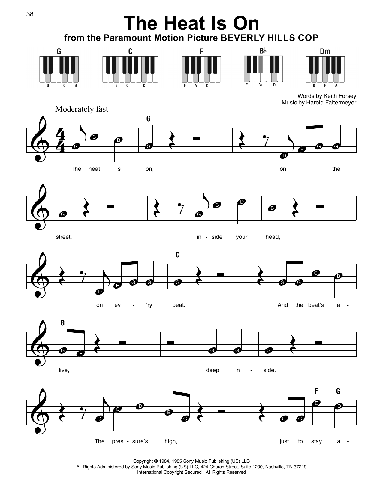 Glenn Frey The Heat Is On sheet music notes and chords. Download Printable PDF.